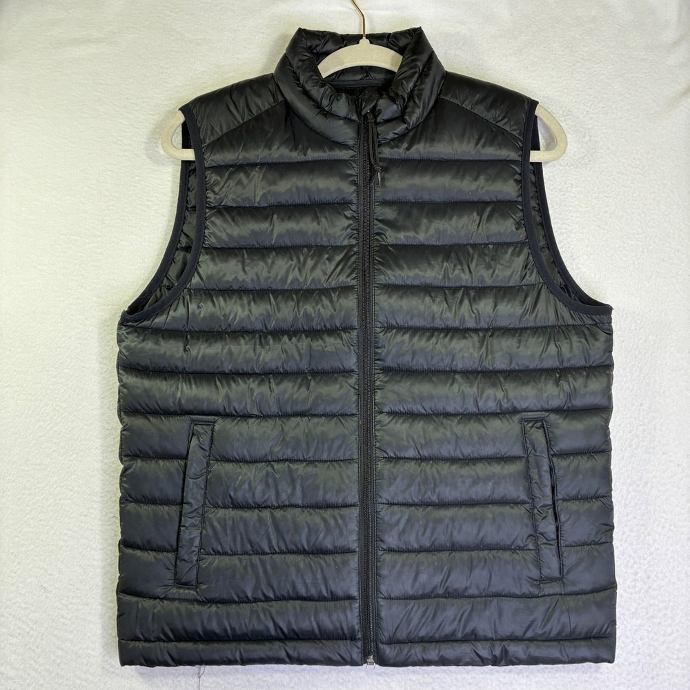 Aeropostale Mens Small Black Puffer Vest Full Zip Quilted Lightweight Sleeveless